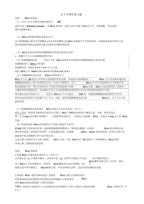 (完整版)分子生物学实验复习题附答案.docx