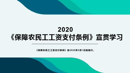 2020年保障农民工工资支付条例宣贯学习 PPT精品课件