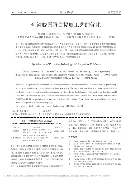 鱼鳞胶原蛋白提取工艺的优化