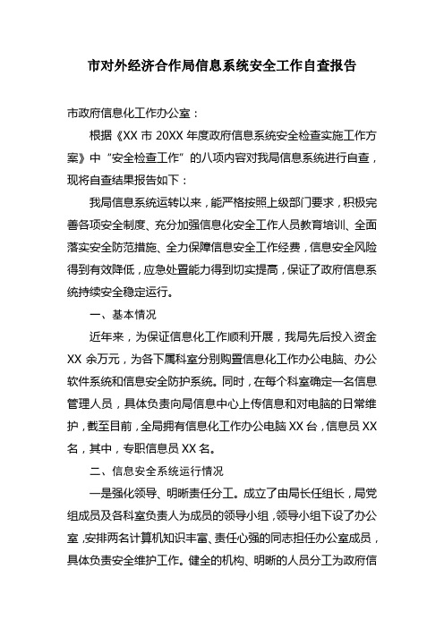 关于政府信息系统安全工作的自查报告