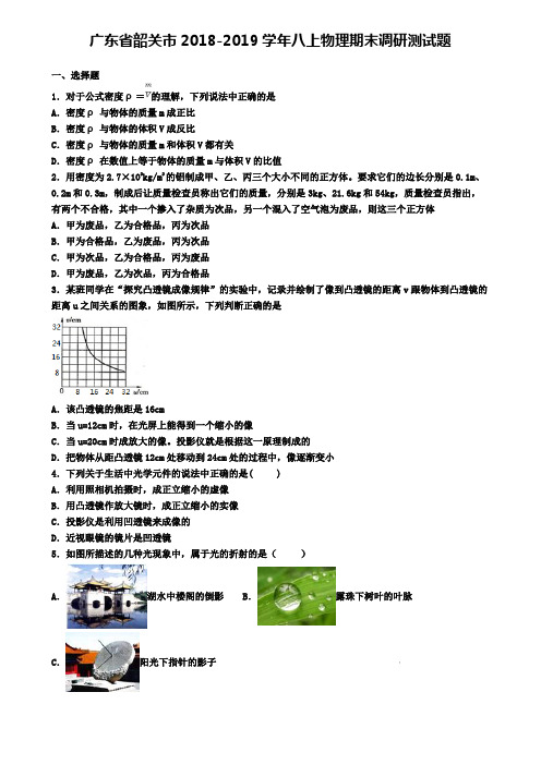 广东省韶关市2018-2019学年八上物理期末调研测试题