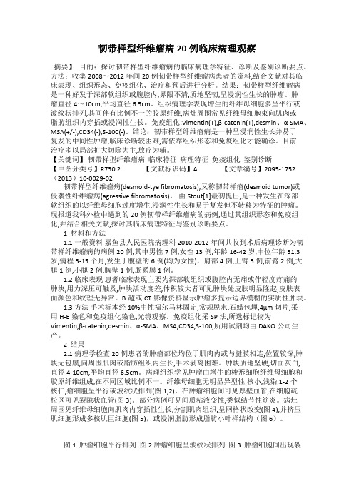 韧带样型纤维瘤病20例临床病理观察
