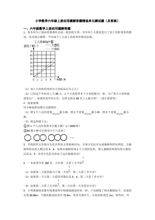 小学数学六年级上册应用题解答题精选单元测试题(及答案)