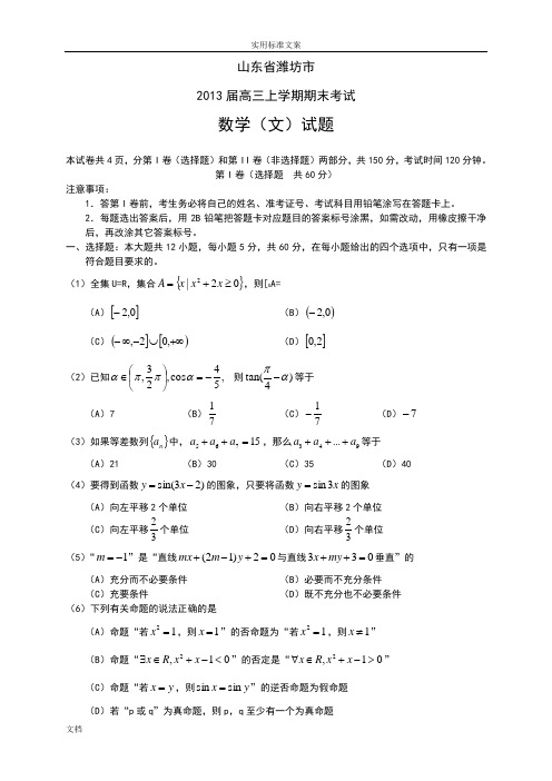 2013届山东高考模拟数学文
