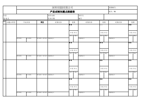 产品试制问题点跟踪表