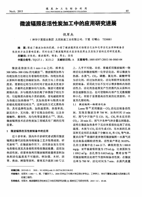 微波辐照在活性炭加工中的应用研究进展
