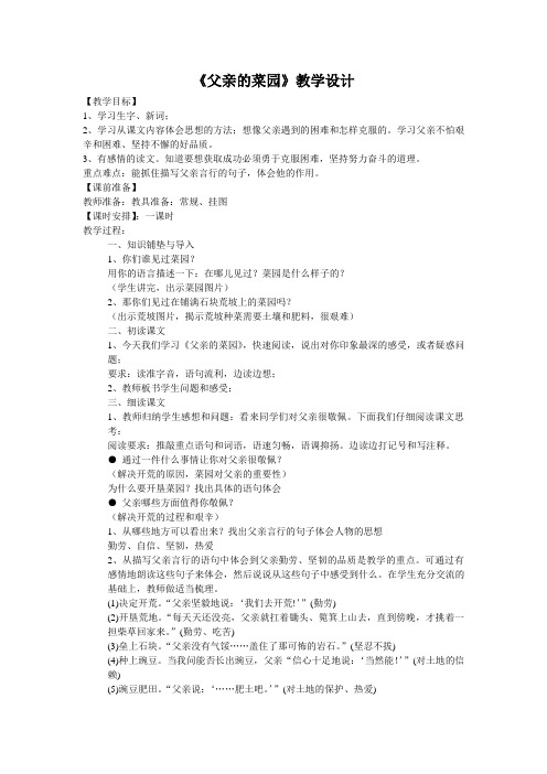 父亲的菜园 教学设计