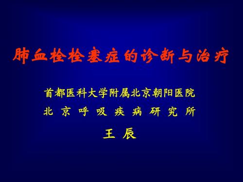 王辰肺血栓栓塞症的诊断与治疗