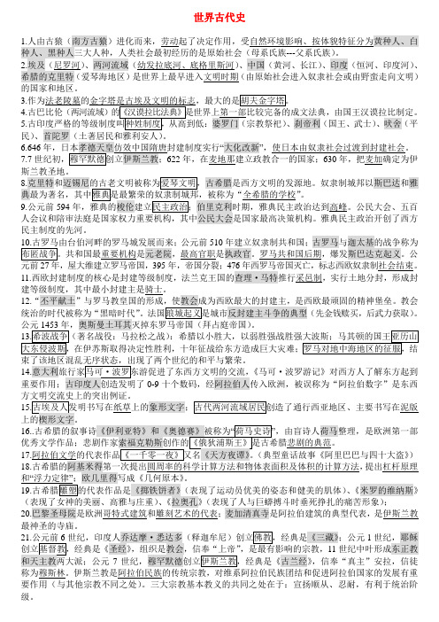 九年级历史古代史部分知识点川教版