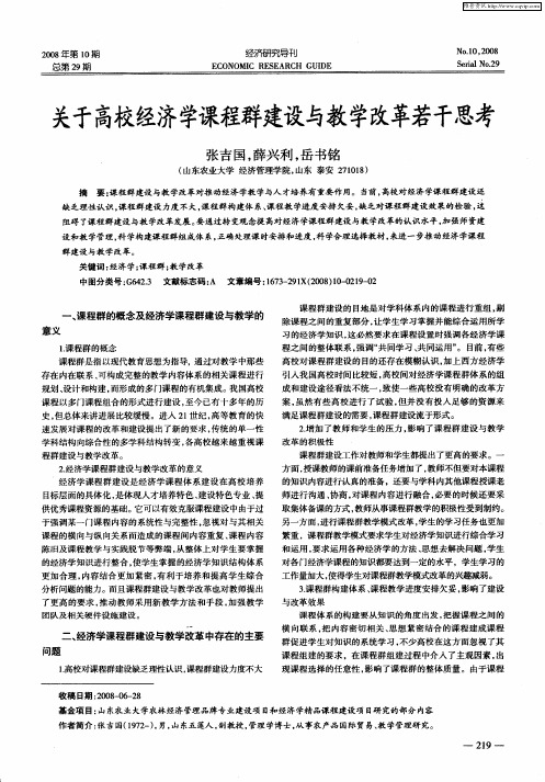关于高校经济学课程群建设与教学改革若干思考