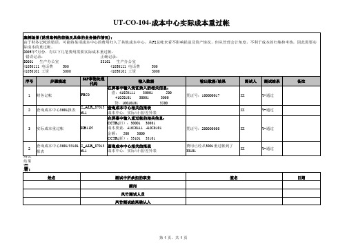 688惠普凤竹纺织SAP实施项目全套-系统实现-单元测试-UT-CO-104-成本中心实际成本重过帐