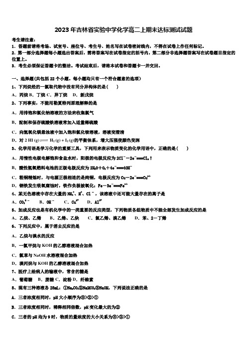 2023年吉林省实验中学化学高二上期末达标测试试题含解析