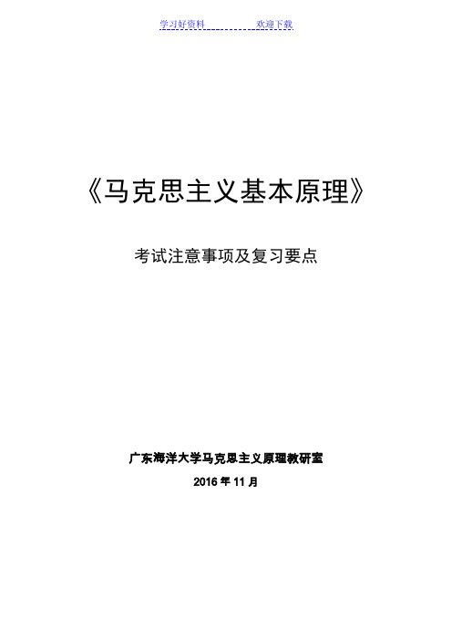 马克思主义基本原理考试注意事项及复习要点