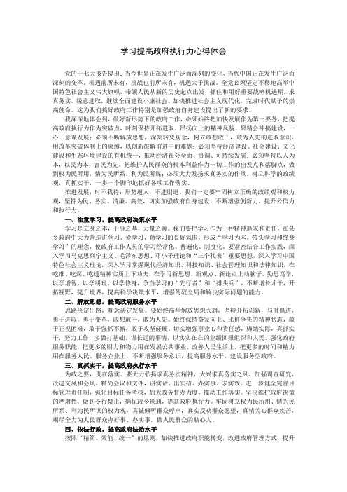 学习提高政府执行力心得体会