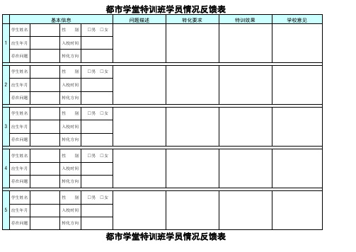特训班学员情况跟踪反馈表