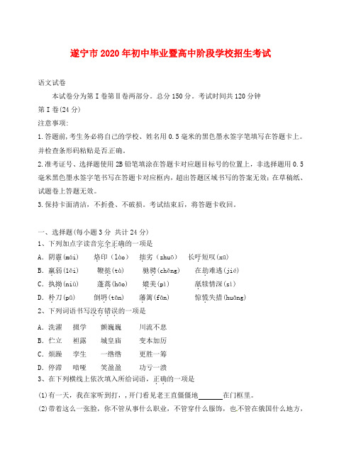 遂宁市中考语文试卷