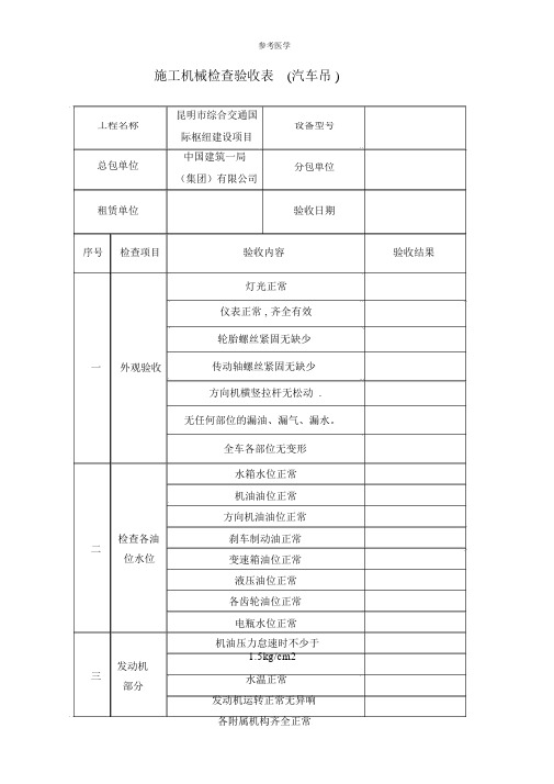 施工机械进场验收表(汽车吊)