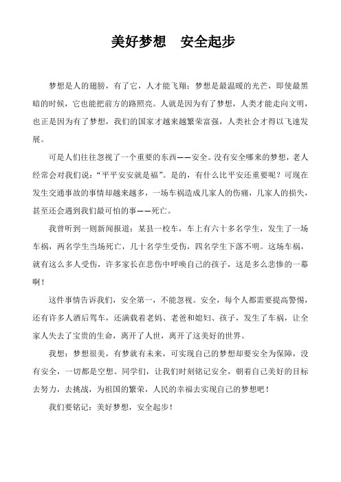 美好梦想,安全起步