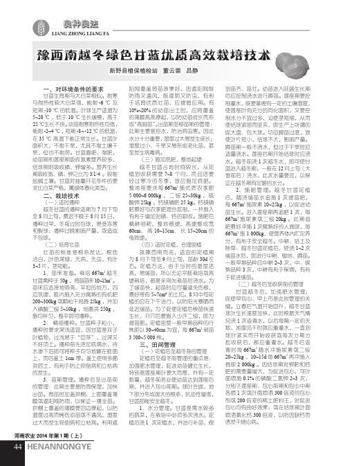 豫西南越冬绿色甘蓝优质高效栽培技术豫西南越冬绿色甘蓝优质高效栽培技术