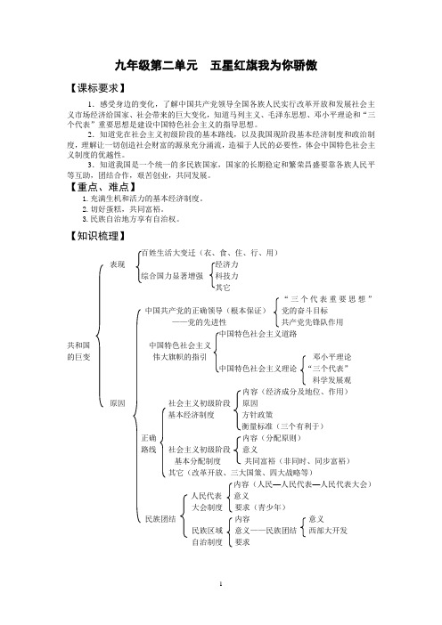 九年级第二单元 五星红旗我为你骄傲(复习)