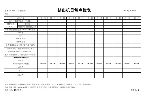 挤出机日常点检表