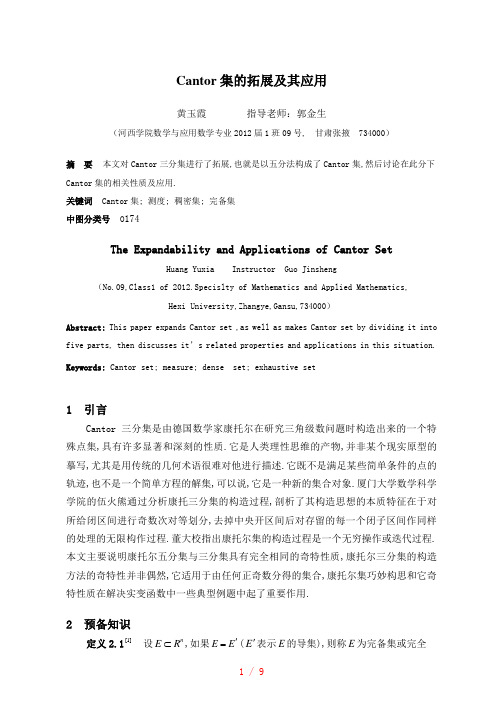 Cantor集的性质及其应用