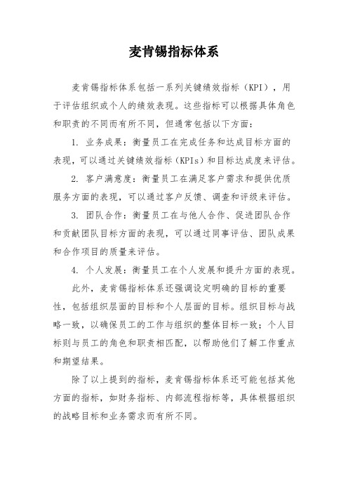 麦肯锡指标体系