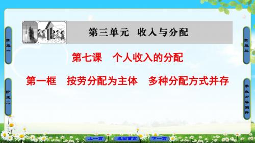 人教版政治必修1课件：第3单元 第7课 第1框 按劳分配为主体 多种分配方式并存