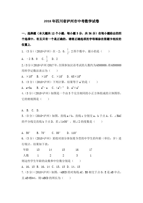 四川省泸州市中考数学试卷
