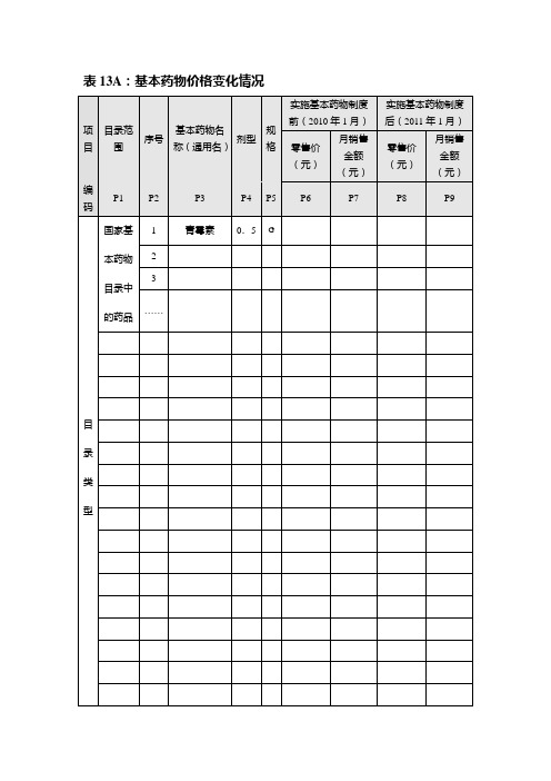 基本药物调查表13A