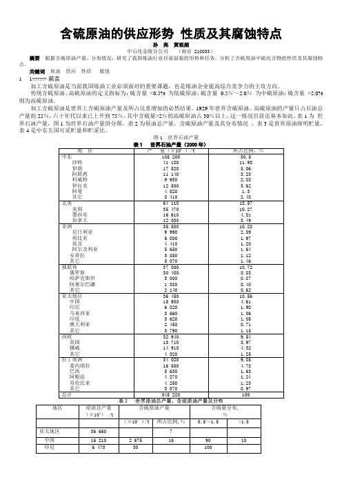 含硫原油的供应形势 性质及其腐蚀特点