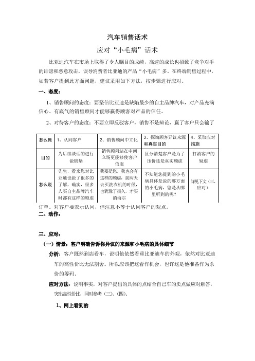 比亚迪汽车销售话术