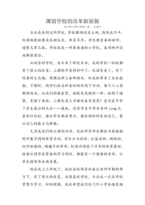 薄弱学校的改革新面貌——丛台区东门外小学  赵红玉