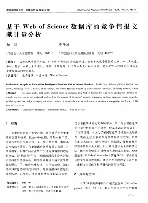 基于Web of Science数据库的竞争情报文献计量分析