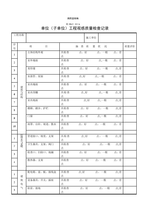 单位工程观感质量检检查记录