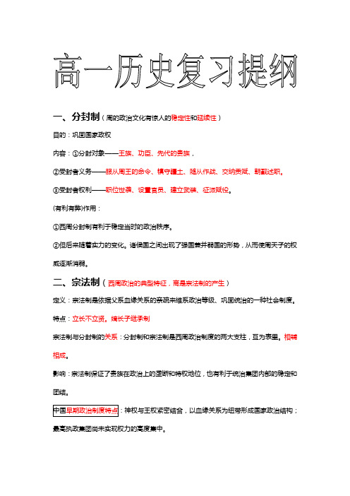 高一历史复习提纲