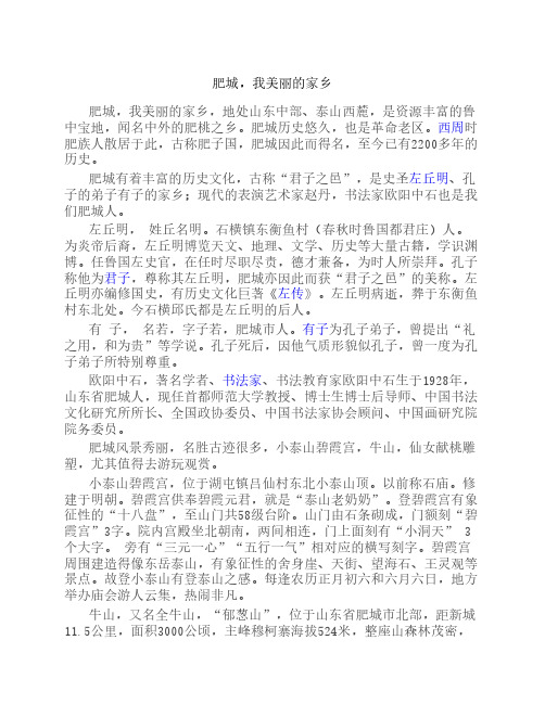 肥城,我美丽的家乡