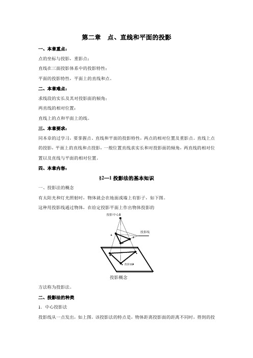 机械制图教案——点、直线和平面的投影