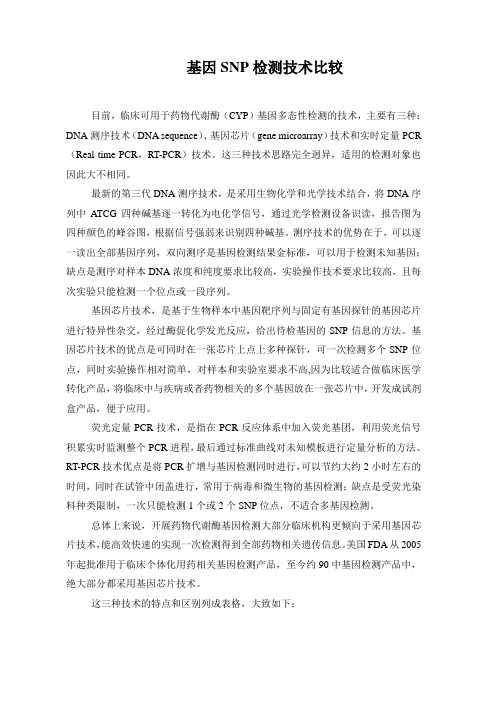 基因检测技术比较