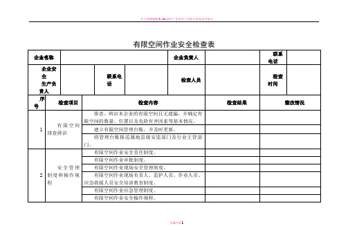 有限空间作业安全检查表51535