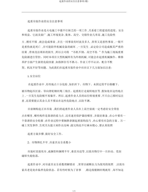 起重作业的安全注意事项(精)