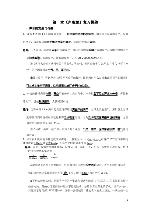 (好)人教初中物理复习提纲完整版