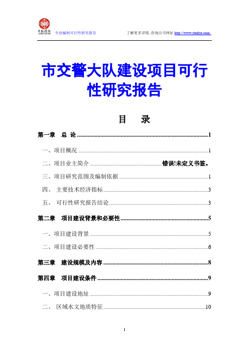 市交警大队建设项目可行性研究报告