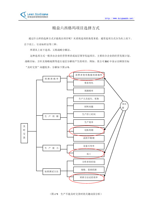精益六西格玛项目选择方式