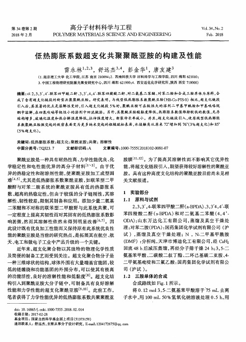 低热膨胀系数超支化共聚聚酰亚胺的构建及性能