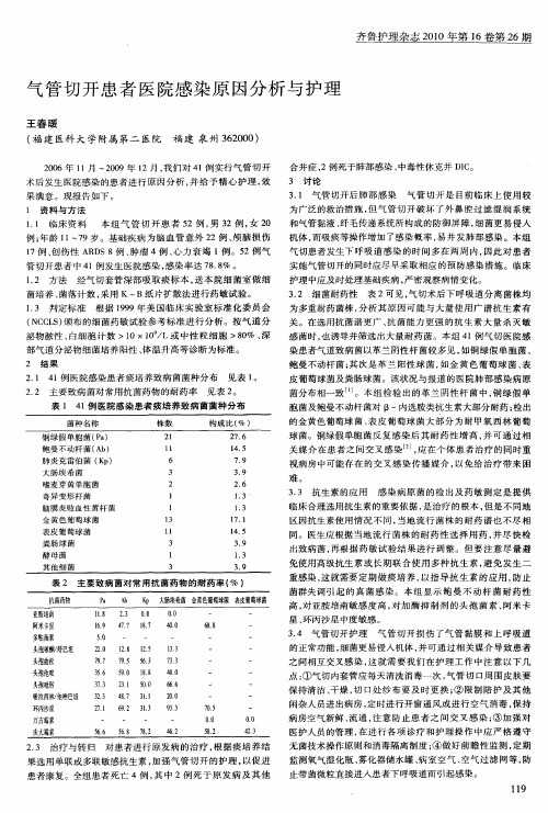 气管切开患者医院感染原因分析与护理