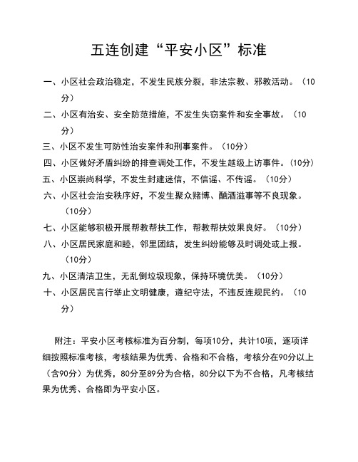 五连创建“平安小区”标准