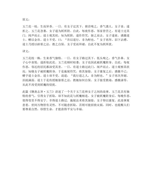 玉兰文言文翻译聊斋志异