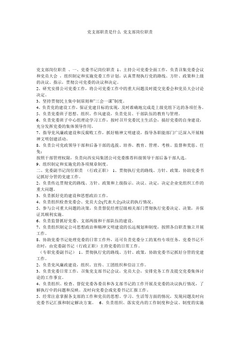 党支部职责是什么 党支部岗位职责