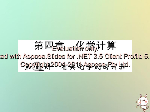 2019中考化学一轮复习 第一部分 基础知识复习 第四章 化学计算 第1讲 有关化学式的计算(精练)课件